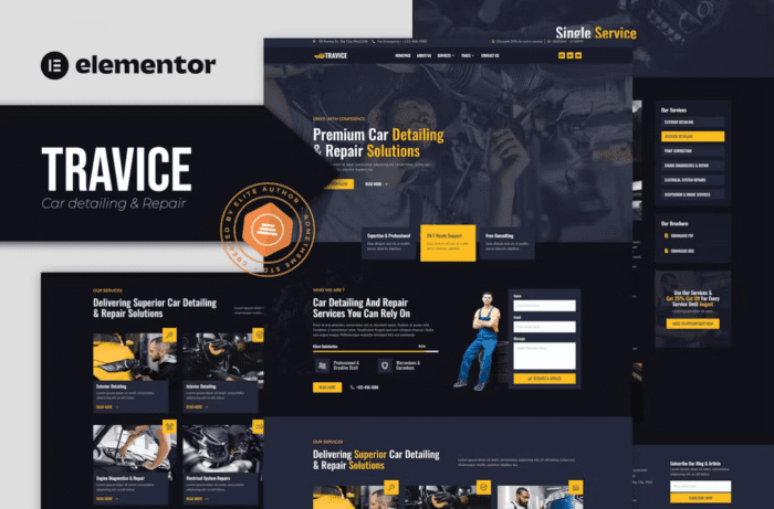 Travice - Car Detailing Service & Car Repair Elementor Template Kit