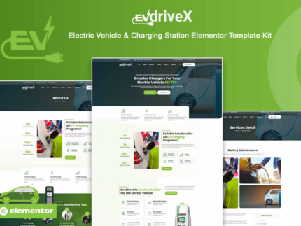 EVdriveX - Electric Vehicle & Charging Station Elementor Template Kit