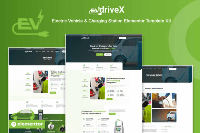 EVdriveX - Electric Vehicle & Charging Station Elementor Template Kit