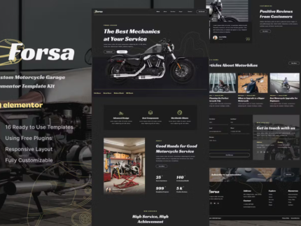 Forsa - Custom Motorcycle Garage Elementor Template Kit