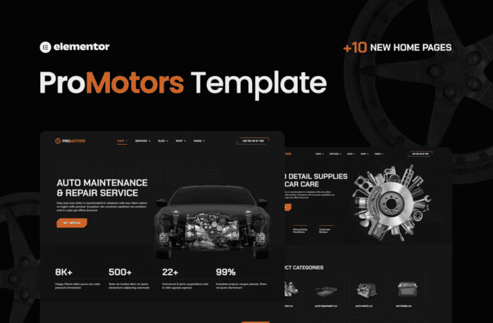 ProMotors – Car Service and Detailing Elementor Template Kit