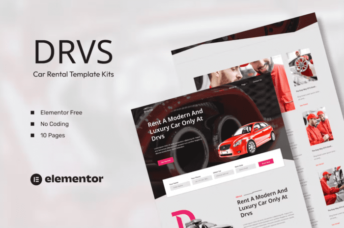 DRVS – Car Rental Elementor Template Kit