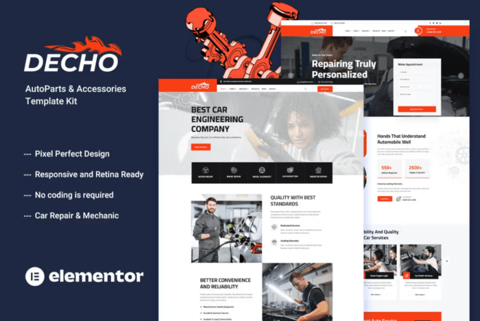 Decho - Car Repair Mechanic Elementor Template Kit