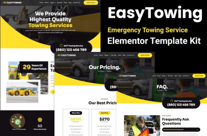 EasyTowing - Emergency Towing Service Elementor Template Kit