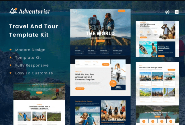 Adventurist - Travel & Tourism Agency Elementor Template Kit