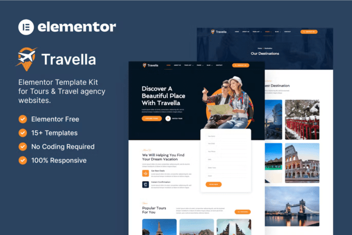 Travella – Tours & Travel Agency Elementor Template Kit