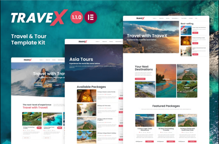 TraveX - Travel & Tour Agency Elementor Template Kit