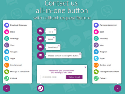 All in One Support Button + Callback Request. WhatsApp, Messenger, Telegram, LiveChat and more…