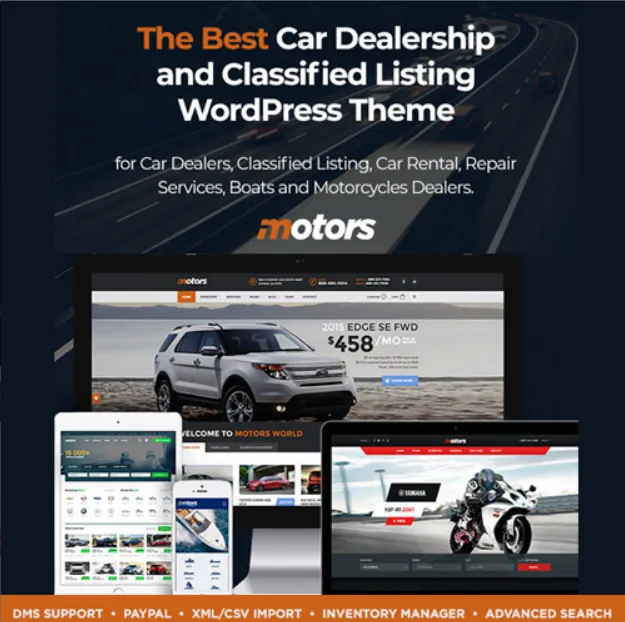 Motors – Automotive, Car Dealership, Car Rental, Auto, Classified Ads, Listing WordPress Theme