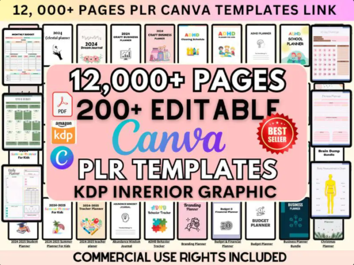 PLR 12000+ Pages Canva Planner Templates