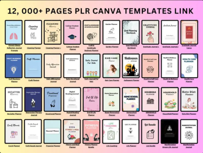 PLR 12000+ Pages Canva Planner Templates