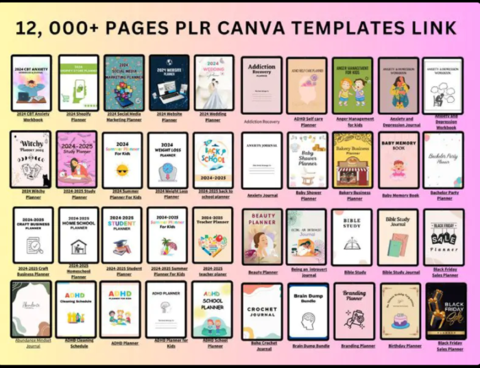 PLR 12000+ Pages Canva Planner Templates